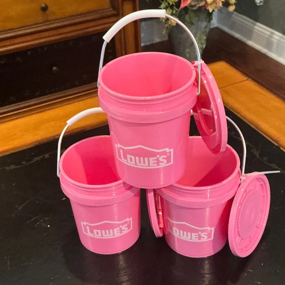 Mini Lowe's Pink Party Favor Buckets - Set of 3